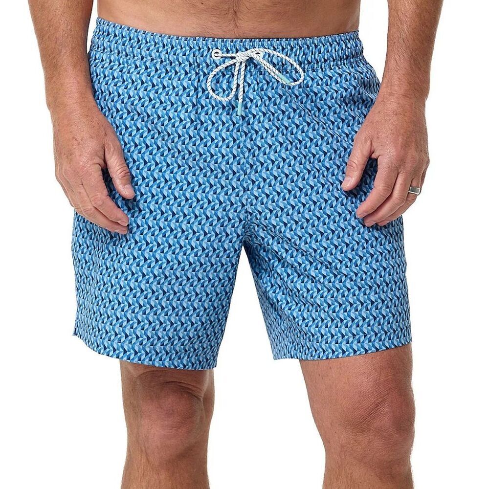 Bonobos Mens Swim Trunks Lined Blue Print Board Shorts 7 Inch Inseam